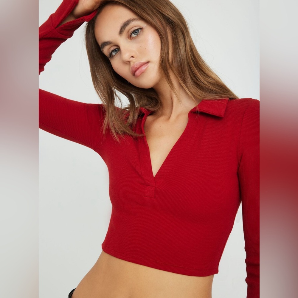 NWT Garage Long Sleeve Polo Caroline Top Size XS